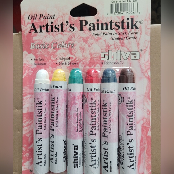 Shiva Student Grade Paintstik Oil Colors - Assorted colors, Set of 6 - Picture 2 of 2